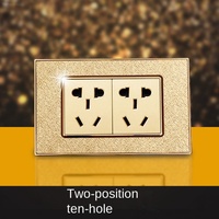 Panel táctil estándar americano, toma de corriente de pared de acrílico duradero, conjunto de panel dorado, interruptor de luz eléctrico de 6 pines, clasificación IP20, 16A