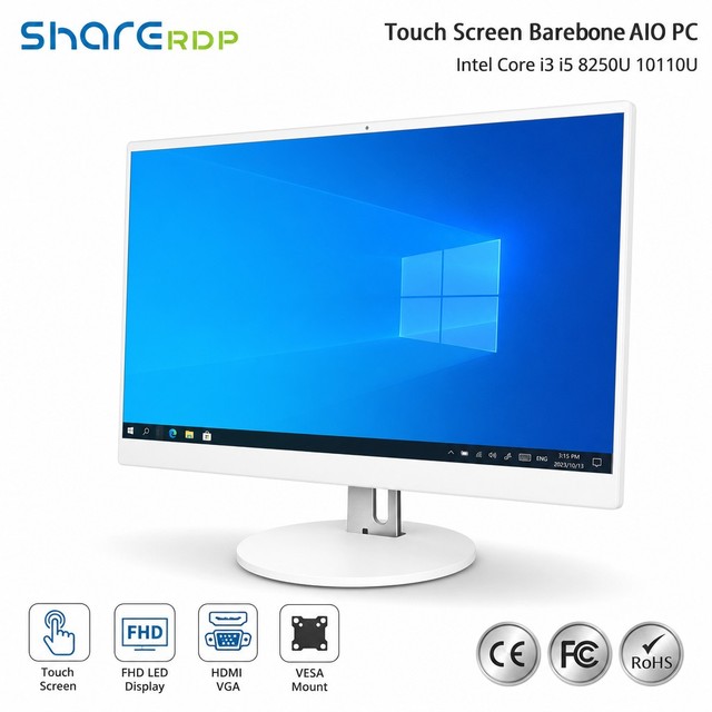 Sharerdp Factory Wholesale Intel Core I3-8250U I5-10110U Barebone AIO PC 23.8 27 Inch Touch Screen All in One Computer Desktop