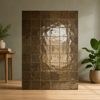 Carreaux muraux en céramique modernes faits à la main, effet métallique brillant ondulé, 600x600mm, Zellige, pour crédence de cuisine et décoration de salle de bain