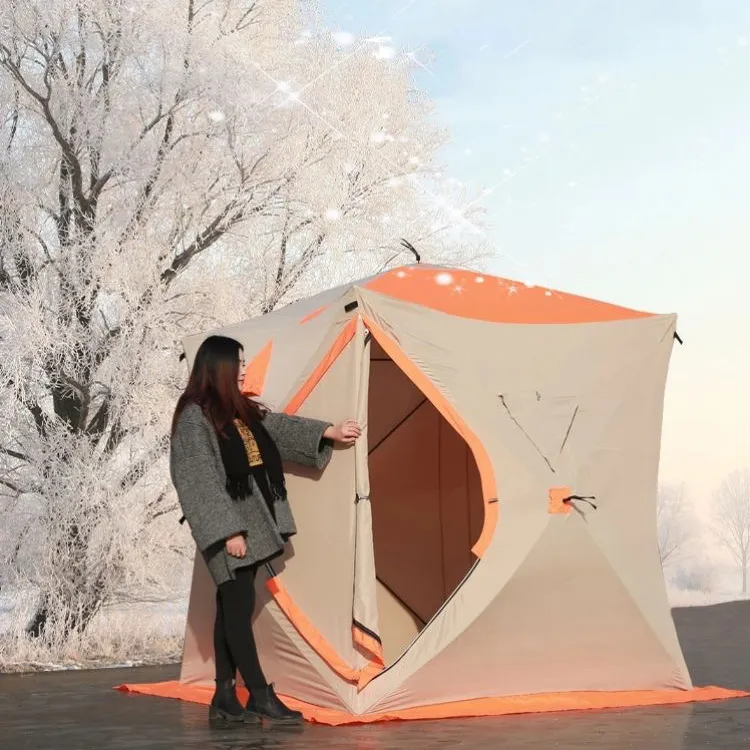 Tente d'hiver 3-4 Personnes Grande Capacité Coupe-Vent En Plein Air De Pêche Camping Rapide Ouverture Rapide Mis En Place Tente En Gros Prix