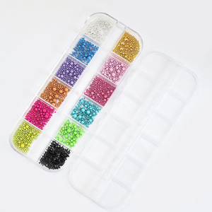 Nail Art <span class=keywords><strong>Macaron</strong></span> Style 12 Grille <span class=keywords><strong>Macaron</strong></span> Colorful Steel Beads Mixed Sizes Small Steel Balls for DIY Nail Decoration Accessories - Product Image 3