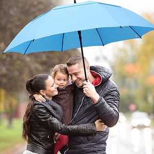 Parapluie de golf grand format 27 pouces, double toit, coupe-vent, avec logo personnalisé, baleines en fibre de verre, pour le voyage et l'extérieur - Product Image 4
