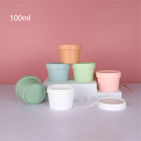 Pot cosmétique rose pots 50ml 100ml 200ml pots de gommage vides en plastique PP pot de crème lotion à large bouche avec cuillère pour les soins du visage du corps