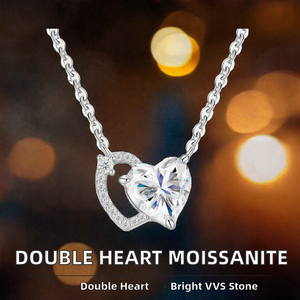 Collier pendentif cœur en argent sterling S925 avec moissanite GRA VVS, bijoux pour femmes, cadeau de mariage - Product Image 2