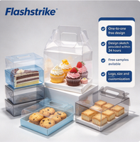 Boîtes d'emballage personnalisées, portables, pliables, écologiques, en PET recyclé de qualité alimentaire, transparentes, pour desserts et sandwichs, avec gaufrage