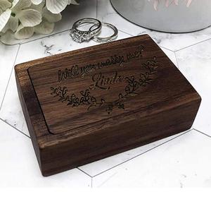Boîte à bijoux de rangement en bois Boîte à bagues de mariage en bois <span class=keywords><strong>vintage</strong></span> Boîte à bagues d'échange de cérémonie - Product Image 2