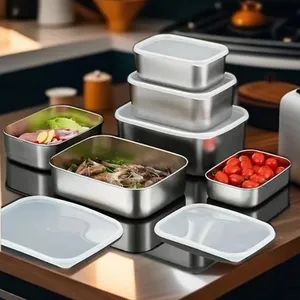 food container kitchen food storage airtight container set rectangular best seller single-deck food container maker