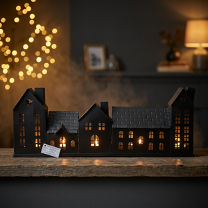 Sonnet Decor Handmade Christmas Iron House <b>Lantern</b> <b>Set</b> for Home Decoration Heat Resistant Candle Holder Star Design Digital - Product Image 1