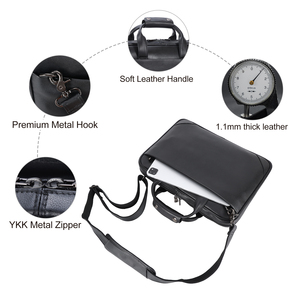 Nueva Llegada De Cuero Negro Oficina Maletín Bolsas de negocios para hombres 14 ''Laptop Portafolio Bolsa Maletín de cuero de grano completo - Product Image 4
