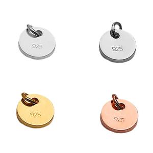 Gümüş daire marka bilezik küçük asılı Charm S925 yuvarlak kolye kuyruk etiketi DIY gümüş parça takı kolye aksesuarları - Product Image 4
