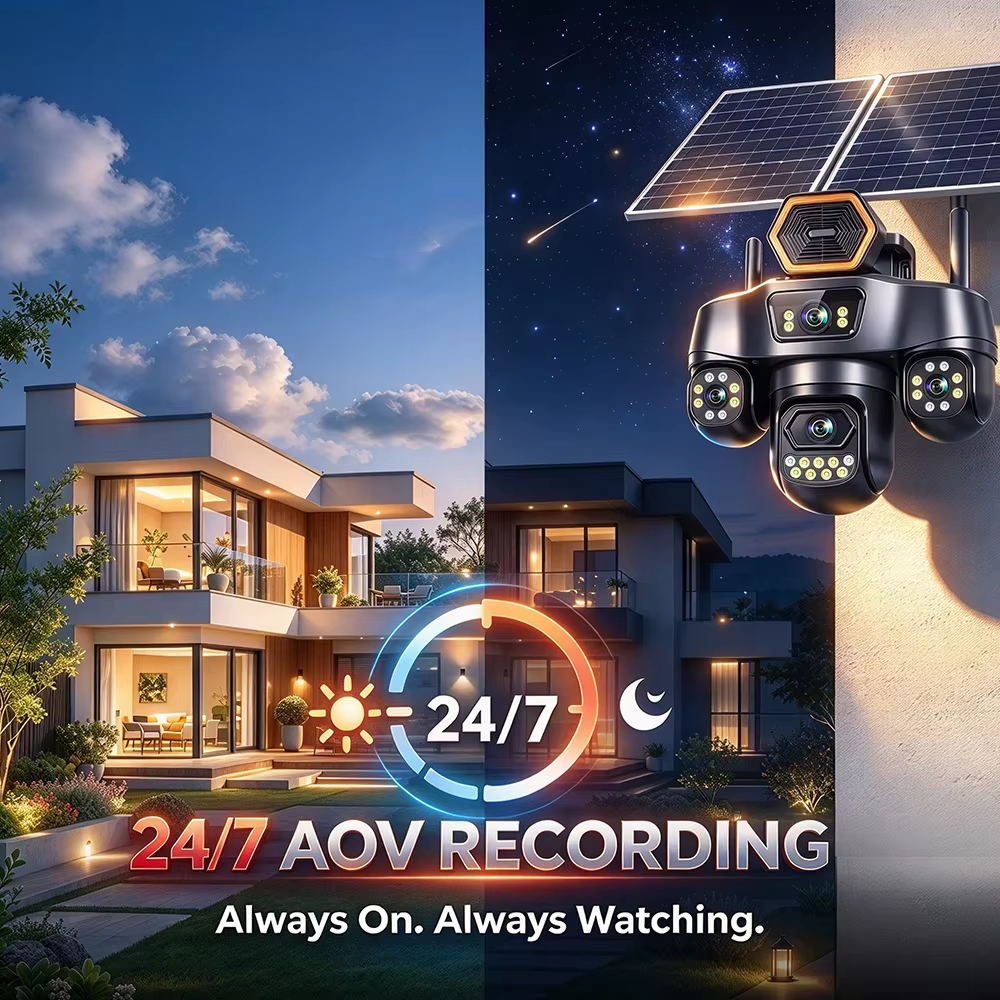 Wistino Outdoor Solar CCTV Camera 4 Lens 4 Screen 4G SIM Solar Powered Security Camera PTZ Night Vision Motion Detection · image 5