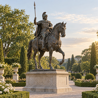 Statue de soldat romain antique classique grandeur nature en bronze, soldat chevauchant un cheval, pour l'extérieur