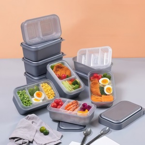 Boîte repas en plastique personnalisable en petites séries, compatible <span class=keywords><strong>micro</strong></span>-ondes, pour repas en vol, emballage alimentaire sur mesure, boîte repas anti-fuite - Product Image 1