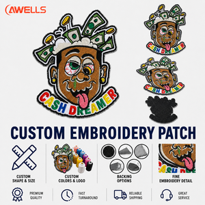Écusson brodé personnalisé certifié OEKO-TEX, badge d'identité dessin animé thermocollant haute densité pour streetwear AWELLS - Product Image 3