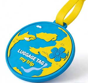 Étiquette de bagage personnalisée en PVC et silicone écologique, étiquettes en caoutchouc rondes 2D 3D, étiquette de voyage personnalisable, étiquette d'identification pour souvenir - Product Image 2
