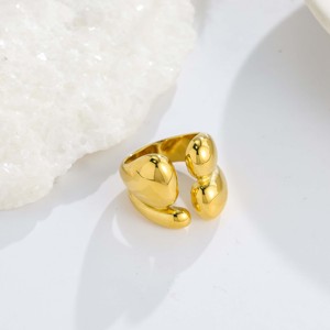 Anillo Abierto de Lujo con Diseño de Lágrima Pulida, Estilo Minimalista en Oro y Plata, de Primera Calidad, Ideal para el Día a Día, Citas y Fiestas - Product Image 4