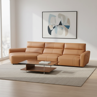 Canapé d'angle moderne en cuir véritable avec structure en bois, idéal pour salon, hôtel, maison, villa (OEM)