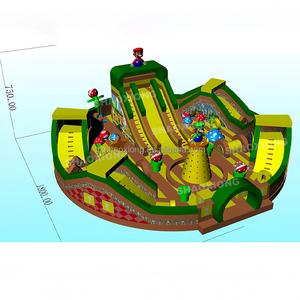 Phim hoạt hình thương mại chủ đề sân chơi <span class=keywords><strong>Inflatable</strong></span> vui chơi giải trí lâu đài bouncy với Slide cho trẻ em <span class=keywords><strong>Inflatable</strong></span> công viên khóa học trở ngại Combo - Product Image 2