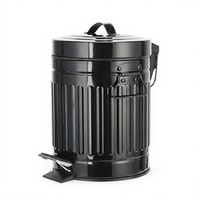 Poubelle à pédale ronde classique BX en métal, revêtement poudré, type à pression, avec capteur de déchets, seau de rangement