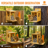 Mangeoire pour écureuils en bois de pin de qualité supérieure, grande capacité, sanctuaire pour la faune avec plateforme d'extension pour la décoration extérieure