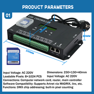Coupon <span class=keywords><strong>de</strong></span> réduction à durée limitée 8 ports Artnet DMX SPI LED Pixel H807SA Carte SD Contrôleur <span class=keywords><strong>de</strong></span> console DMX512 - Product Image 2