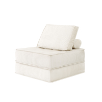 Canapé modulaire en velours côtelé compressé blanc, fauteuil individuel avec coussin de dossier en tissu
