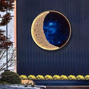 <span class=keywords><strong>Lampe</strong></span> murale solaire extérieure en aluminium, motif lune, à brancher, trois couleurs, pour jardin, écran mural, fond, nouveau style, ciel étoilé - Product Image 3