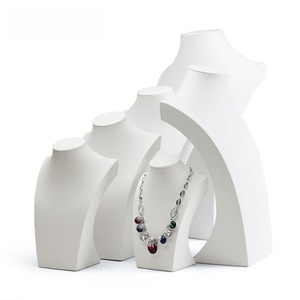 Custom Portrait necklace stand made of velvet linen leather necklace <b>display</b> stand H-shaped jewelry portrait necklace <b>model</b> - Product Image 4