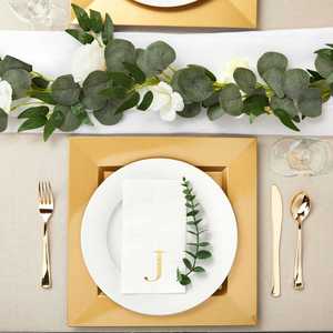 Servilletas de Boda y Cóctel Blancas con Monograma 'J' en Lámina Dorada, 3 Capas, Paquete de 50, 4x8 Pulgadas, Estilo Bolsa, Directo de Fábrica, OEM/ODM - Product Image 2