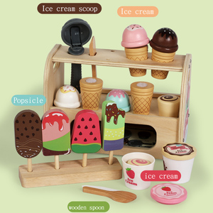 Set di Giocattoli Educativi Montessori in <span class=keywords><strong>Legno</strong></span> per Bambini, <span class=keywords><strong>Cucina</strong></span> e Cibo, Banco Gelato con Bastoncini di Gelato - Product Image 5