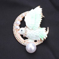 Broche fantaisie pour femme en forme d'oiseau, épinglette bijou pour fête et mariage