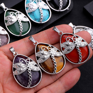 Collier en cristal pendentif libellule pierres précieuses naturelles pour la fabrication de bijoux Dragon Fly - Product Image 3