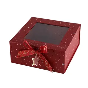 Benutzer definierte Luxus faltbare Papier Weihnachts geschenk box mit Band