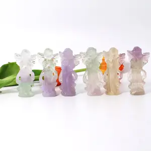 8CM Natural Angel Fairy Carving Hand Carved Crystal Fluorite Angel Carving For Wedding Gift
