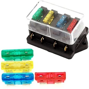 ESUPPORT voiture camion 4 voies porte-fusible Circuit Standard boîte à fusibles porte-bloc fond noir couverture transparente - Product Image 5