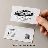 Cartes de visite minimalistes noir et blanc, impression personnalisée recto-verso avec code QR pour l'image de marque de l'industrie automobile