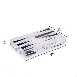 Từ thanh lịch lucite rõ ràng Acrylic backgammon bộ màu đen và trắng màu xanh hồng lucite backgammon Bộ - Product Image 5