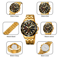 Reloj Deportivo Cronógrafo para Hombre, de Lujo, Resistente al Agua, con Cristal, Esfera con Agujas, Multifunción, Luminoso, con Tres Esferas, de Cuarzo y Acero Inoxidable
