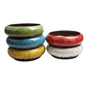 Juego de Macetas de Cerámica Esmaltada para Suculentas, Diseño de Tazón Colorido, Decoración de Jardín Interior con Orificios de Drenaje, Macetas Ecológicas - Product Image 1
