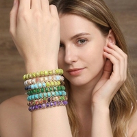 Conjunto de Pulseras Boho de Piedra Natural Hechas a Mano, Elegantes y de Lujo, con Nudos de Macramé y Cuentas Tejidas, Joyería de Regalo al por Mayor para Mujer