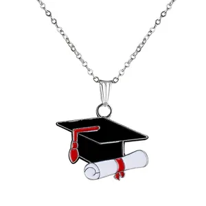 Collar de aleación con goteo de aceite para graduación, colgante para examen de promoción, regalos pequeños para estudiantes durante la temporada de Graduación