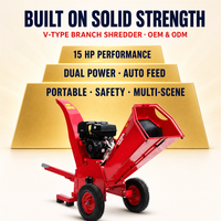 Broyeur de branches mobile Kesen 420cc à essence, moteur Loncin 15HP à démarrage électrique, capacité de broyage 120mm, avec remorque, certifié CE, 2T/H