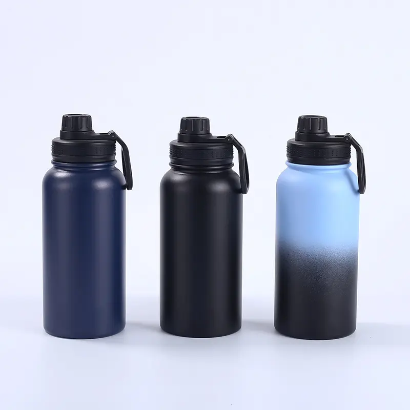 Vakum yalıtımlı şişeler 32oz spor su şişeleri çift duvar paslanmaz çelik geniş ağız şişeleri