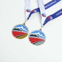 Médaille de sport personnalisée en métal, récompense de course, médaillon rond en alliage de zinc émaillé avec ruban de sublimation pour événements de course et d'athlétisme