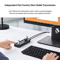 UGREEN Hub USB 3.0 10 Port dengan Sakelar Independen, Casing Aluminium 1m, Adaptor Daya 12V 4A, Pengisian Daya BC1.2