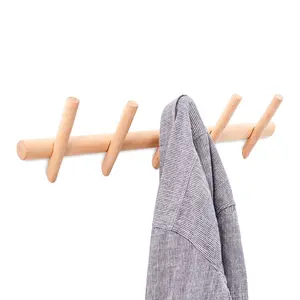 Functional Strong Heavy-duty Rust-proof wooden peg coat hooks 