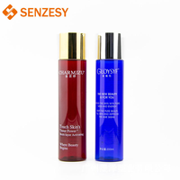 Dispensador de Cilindro SENZESY de 200 ml, Botella de PET para Cosméticos, Envase para Tónico, Envase para Loción, Cuello Plano, Tapa Electrochapada