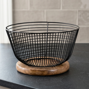 Panier de rangement rond en métal, design minimaliste pour l'organisation de la cuisine, fil de fer durable - Product Image 4
