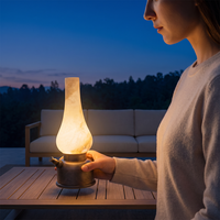 Lampe de bureau LED rechargeable minimaliste avec base en aluminium brossé pour chambre à coucher, lampe de table sans fil de luxe en albâtre pour la vente en gros