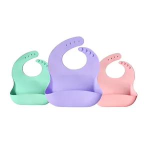 Wholesale 2020 New Design Adjustable Custom Baby Silicone Bibs Waterproof, Soft Baby Bibs Silicone